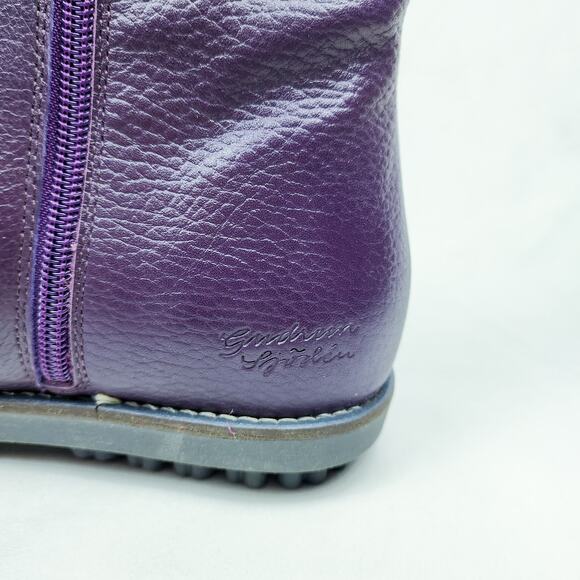 Gudrun Sjoden Purple Leather Boot Floral Embroidery Shabby Chic Boho Lagenlook - Picture 7 of 14